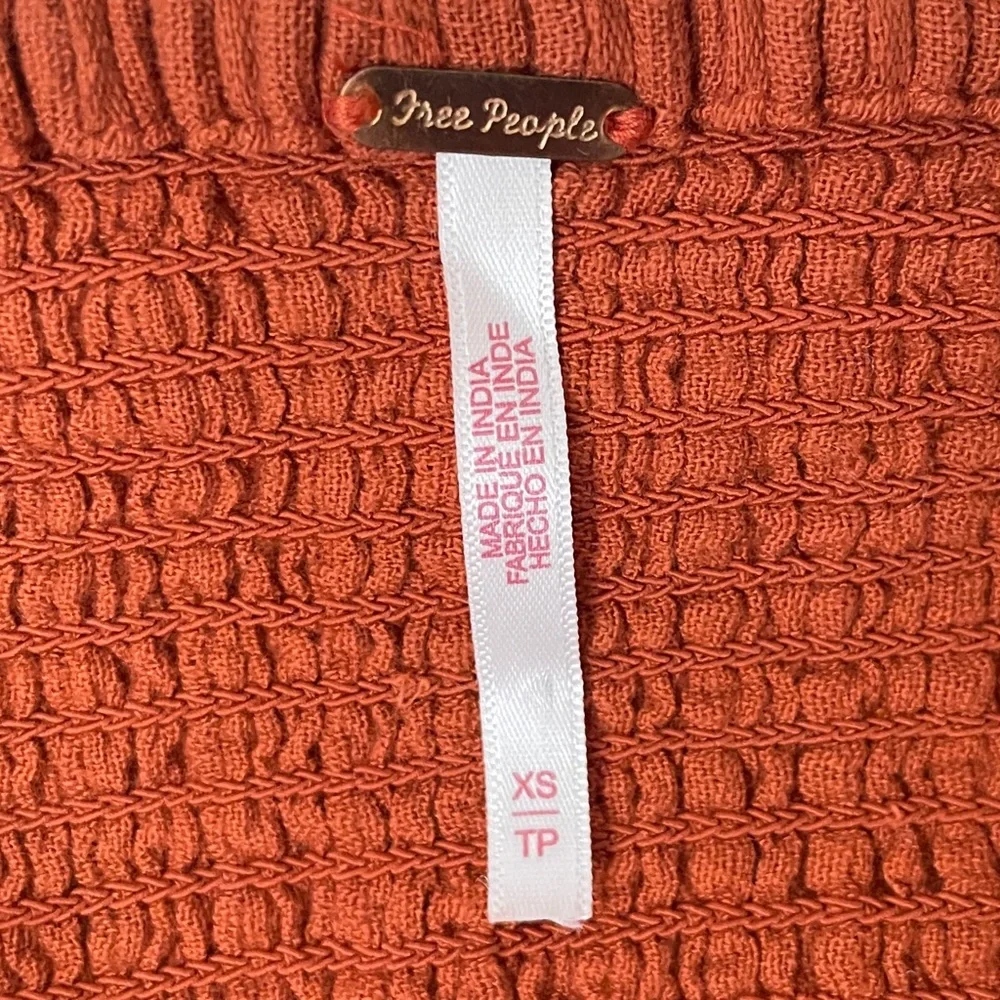 Free People Riviera Lace Inset Tank Top in Burnt Sienna Orange size X-Small - Picture 9 of 10